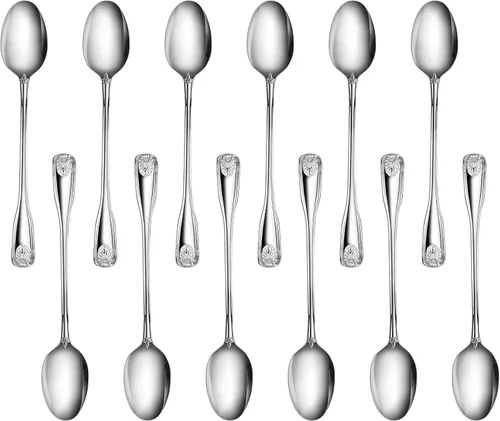 New Star Foodservice Shell Pattern 18/0 - Cucharita de acero inoxidable 18/0, 7.2 pulgadas, juego de 12, grado comercial