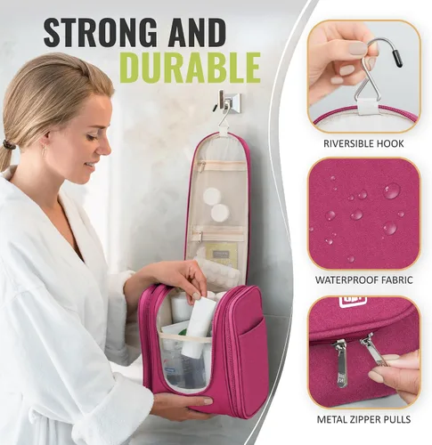 Miniatura 8 de Bolsa premium de artículos de aseo personal para viaje, para hombres y mujeres, bolsa de higiene, kit organizador de baño, con soporte de banda
