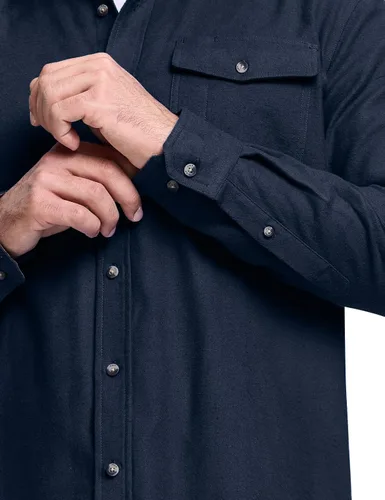 Miniatura 6 de CQR - Camisa de franela de algodón a cuadros con botones y manga larga para hombre, algodón cepillado suave, camisa de estilo informal