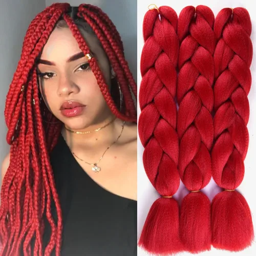 Miniatura 10 de Extensiones de cabello sintético para trenzar ombré, extensiones de cabello sintético jumbo para trenzas, de alta temperatura