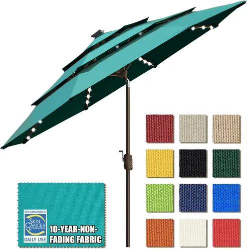 Miniatura 39 de EliteShade - Sombrilla solar de 9 pies / 2.74 metros, con 80 luces LED para patio, mesa al aire libre, con ventilación y cubierta que no se decolora