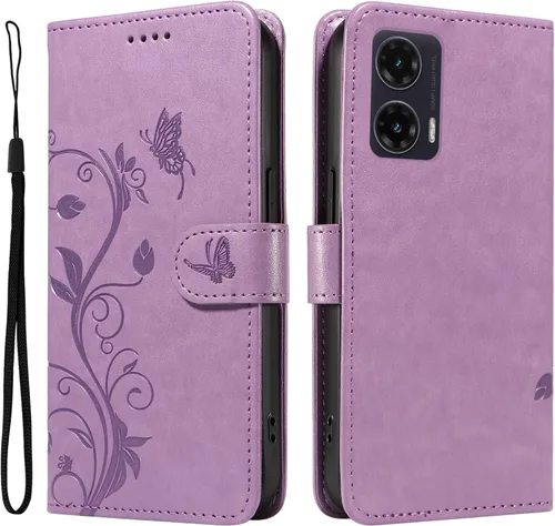 Miniatura 29 de Funda para Motorola Moto E22/E22i, piel sintética, con tarjetero y correa para la muñeca, a prueba de golpes, funda magnética para Motorola Moto Rojo
