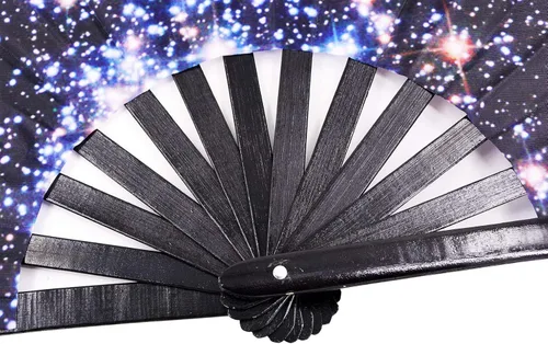 Miniatura 6 de Abanico grande plegable de mano para mujeres/hombres, abanicos de mano chinease/japonés de bambú y tela de nailon, perfecto para refrescar, bailar