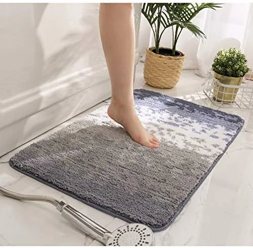 Miniatura 3 de Alfombra de baño simple flocada, absorbente, antideslizante, alfombra de área para bañera, ducha, dormitorio, lavable. 16 x 24 pulgadas