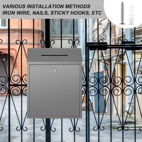 Miniatura 4 de Yaocom Caja de Donaciones de Metal Segura para Colección de Efectivo, Caja de Sugerencias con Cerradura, Buzón Montado en la Pared, Contenedor
