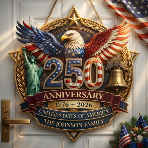 Miniatura 28 de NAZENTI Letrero personalizado para puerta del 4 de julio con nombre familiar, coronas de puerta personalizadas para 250 aniversario de Estados