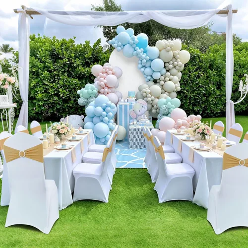 Miniatura 2 de LEBENGURU Bandas para silla de elastano doradas, 30 lazos elásticos de alta calidad con deslizadores para decoración de banquete de boda, fiesta