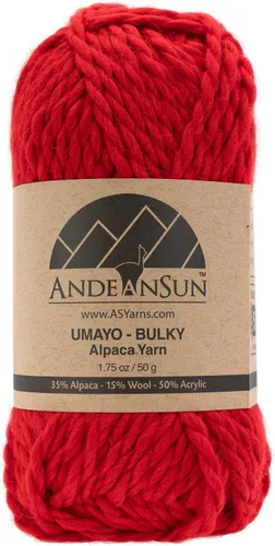 Miniatura 2 de (3 madejas pequeñas y hermosas) Mezcla de hilo de alpaca Umayo [165 yardas en total] Rojo, #5 voluminoso