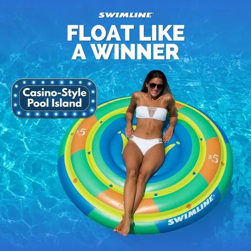 Miniatura 2 de Swimline Balsa inflable con diseño de bandera de la paz americana de isla para piscina