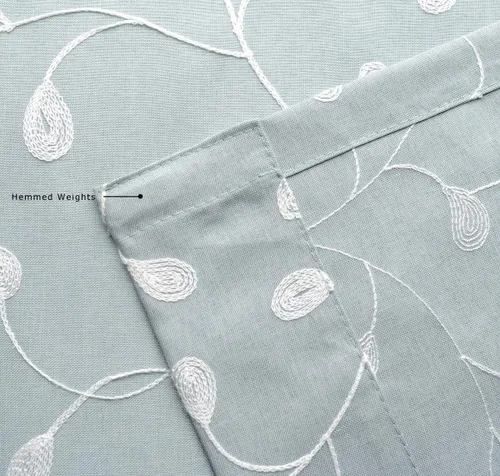 Miniatura 5 de Miuco - Cortinas con ojales de lino sintético, semitransparentes, bordadas con flores, para sala de estar Espuma de mar