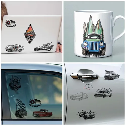 Miniatura 7 de 77 hojas de tatuajes temporales para automóvil, adultos, adolescentes, niños, realistas, tatuajes falsos de media manga, calcomanías de arte