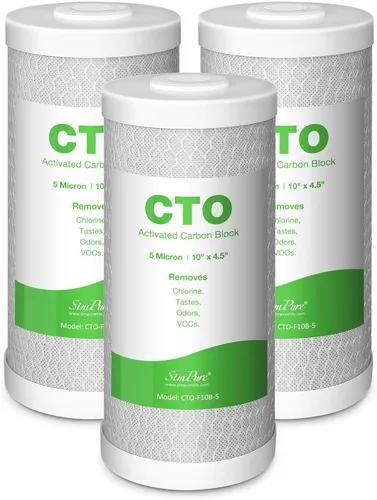 SimPure Cartuchos de filtro de agua para toda la casa, 5 micrones, bloque de carbón activado CTO de 10 x 4.5 pulgadas, para DB10P, DB10C-2, GE