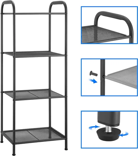 Miniatura 4 de MAX Houser Estante de almacenamiento con estante, soporte extensible de estilo industrial, estantes de pie para cocina, baño, oficina, sala de Gris