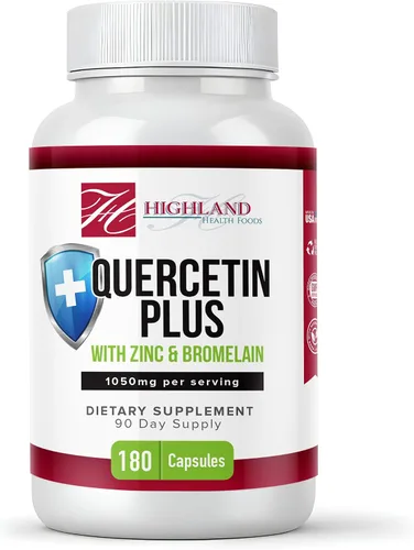 Quercetina Plus Bromelina y Zinc 180 cápsulas – Suplemento de apoyo inmunológico para adultos, adolescentes y personas mayores – Quercetina con