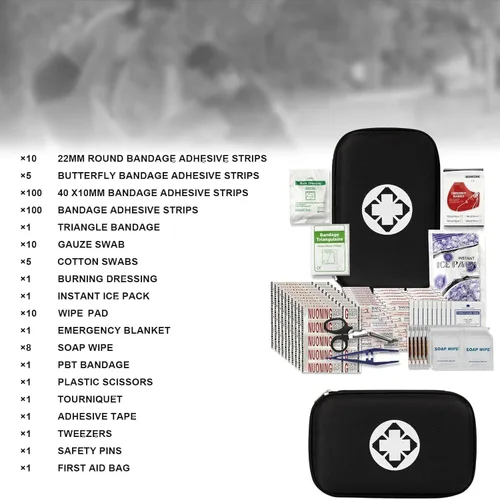 Miniatura 2 de Kit de primeros auxilios de viaje pequeño, 279 piezas, suministros para negocios, juego de emergencia de primeros auxilios, artículos esenciales