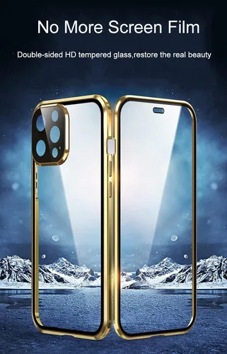 Miniatura 2 de Funda magnética para iPhone 13 Pro Max de 360 grados de cuerpo completo, lente de cámara integrada y protector de pantalla, color negro