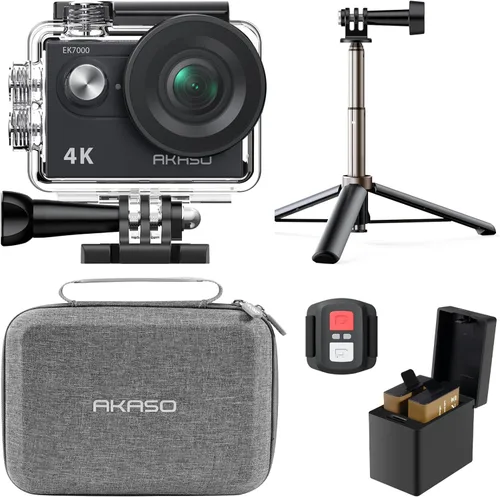 Miniatura 11 de Cámara de acción AKASO EK7000 4K30fps con tarjeta de memoria MicroSDXC U3 de 64GB, kit de accesorios ultra HD, cámara sumergible resistente al agua