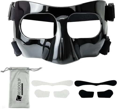Miniatura 5 de Protector de nariz para nariz rota, máscaras protectoras para baloncesto y deportes de fútbol, máscara facial ajustable con acolchado de espuma