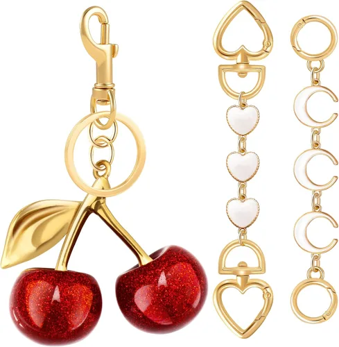 Miniatura 15 de 2 unidades extensoras de bolsa de cadena de corazón y luna, extensores de correa para bolso, cadena de oro, correa de repuesto para monedero