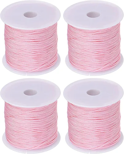 Miniatura 12 de HARFINGTON 4 rollos de hilo de nailon para anudar 0.031 in, 50 yardas de nailon trenzado para manualidades, cuerda de satén para pulsera, collar