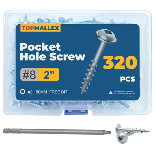 Miniatura 12 de Tornillos de bolsillo de 1 pulgada, tornillos de bolsillo #8 x 1 con unidad cuadrada, 600 unidades, rosca gruesa, cabezal de arandela, autoroscante
