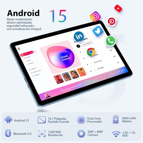 Miniatura 3 de Tablet Android de 10 pulgadas, tableta Android 15 con teclado, 24 GB de RAM+128 GB de ROM, 1 TB Expand, Octa-Core 6000mAh 1280x800 IPS HD, WiFi 5G