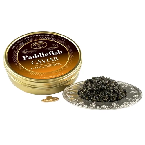 Miniatura 7 de Envío nocturno – Olma American Paddlefish Black Caviar – Perlas grises medianas, sabor suave – 1 oz / 28 g
