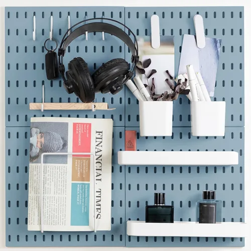 Miniatura 10 de MULSAME Kit combinado de tablero de clavijas, juego de almacenamiento montado en la pared con 4 tableros de clavijas y 14 accesorios para colgar