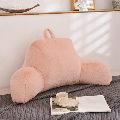 Miniatura 17 de Aimuan Almohada de lectura para descansar en la cama, almohada grande para adultos con respaldo y brazos para sentarse en la cama, cojín inclinado