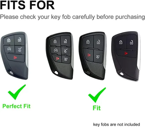 Miniatura 2 de Funda para llavero de automóvil de TPU para Chevy Chevrolet Suburban Tahoe Corvette GMC Yukon 2022 2021 2020, Negro