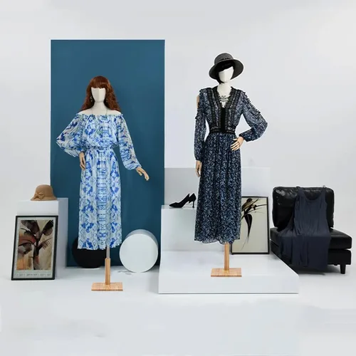 Miniatura 3 de Forma de vestido de torso de maniquí femenino, soporte de maniquí con cabeza, brazos de madera y base para coser ropa, joyas, altura ajustable de 47
