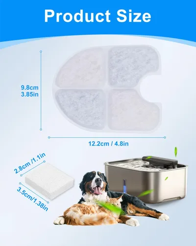 Miniatura 6 de FEELNEEDY - Paquete de 8 + 8 filtros de repuesto compatibles con FEELNEEDY dispensador de agua para perros de 3 galones / 12 litros FN-W13, filtros