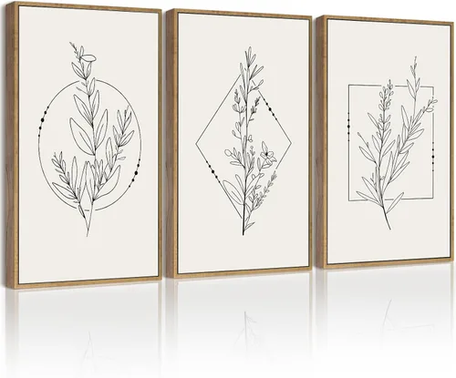 Drsoum Arte minimalista de flores para pared, decoración vintage para colgar en la pared, líneas negras, impresiones botánicas para oficina,