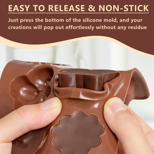 Miniatura 4 de WARM TIME Juego de 6 moldes de silicona para chocolate, moldes antiadherentes de grado alimenticio, moldes de cocina para chocolate, dulces