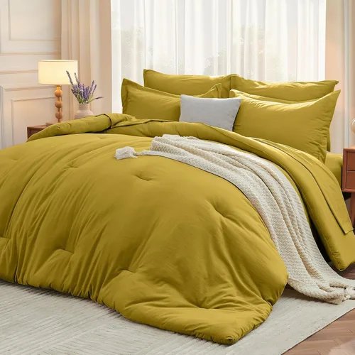 Miniatura 16 de MUXHOMO Juego de edredón de 5 piezas Twin XL, cama suave en una bolsa tamaño Twin XL, juego de ropa de cama para todas las estaciones con edredón