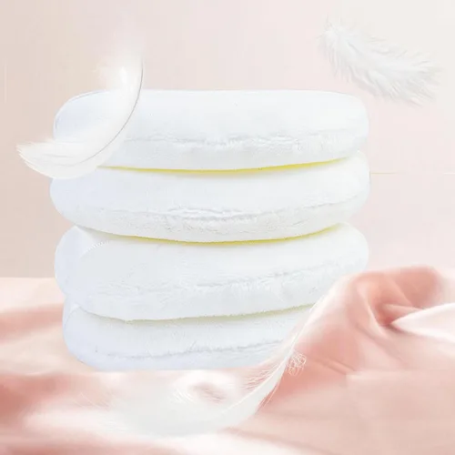 Miniatura 7 de Paquete de 5 soplos de polvo corporal extra grandes y recipiente, algodón suave de 4.13 pulgadas con recipiente redondo lavable para mujer, bebé
