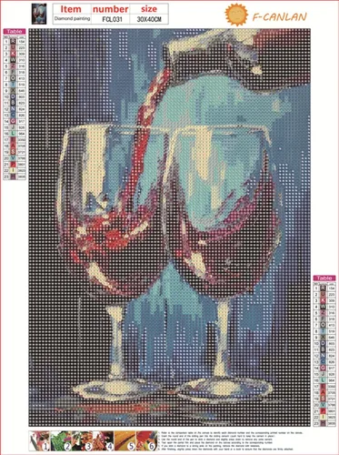Miniatura 4 de F-CANLAN Juego de pintura de diamante redondo de taladro completo 5D, kit de arte de diamantes de vino tinto, pintura de diamantes por números