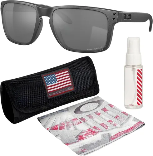 Oakley HOLBROOK XL OO9417 Square Shape Sunglasses With Official Eyewear Kit Marco de acero | Lente polarizada negra Prizm