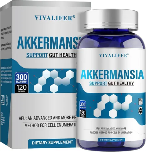 Suplemento probiótico Akkermansia de 300 mil millones de AFU – 120 cápsulas de suministro de 2 meses que apoya la salud digestiva, inmune y general