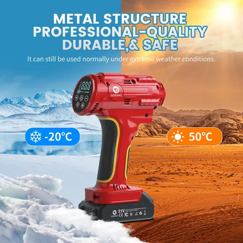Miniatura 7 de Compresor de aire inalámbrico 160PSI Inflador de neumáticos portátil con batería de 10000 mAh y sistema de alimentación dual - 2 veces más rápido