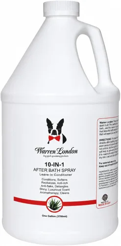 Warren London Aerosol 10 en 1 para después del baño para perros, acondicionador y desenredante para perros, espray de aseo para mascotas con aloe