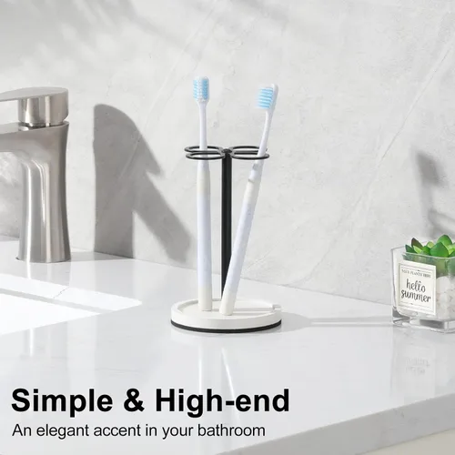 Miniatura 5 de Luxspire Soporte para cepillos de dientes, organizador de cepillos de dientes de acero inoxidable con base de tierra de diatomeas, soporte