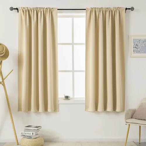 Miniatura 73 de DUALIFE Cortinas opacas de 45 pulgadas de largo, 2 paneles para ventanas pequeñas de dormitorio, aislamiento térmico, bolsillo para barra, cortinas