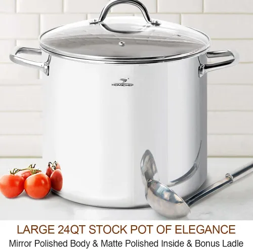 Miniatura 2 de HOMICHEF OLLA STOCK POT GRANDE DE 24 CUARTOS DE GALÓN CON TAPA - Batería de Cocina Stockpot de Acero Inoxidable Sin Níquel de 24 Cuartos de Galón