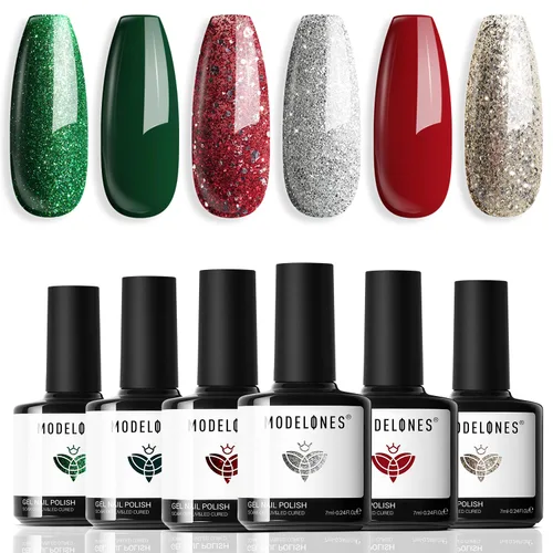 Miniatura 34 de modelones - Juego de 6 esmaltes en gel, tonos verano, rosa, rosa fuerte, rosa neón, blanco, magenta, de suave claro a oscuro,arte para amantes