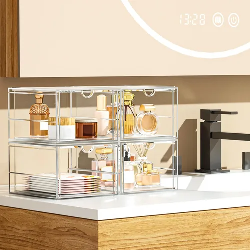 Miniatura 2 de caktraie - Organizador de maquillaje acrílico versátil, organizador de cajones - Almacenamiento de escritorio transparente para cosméticos