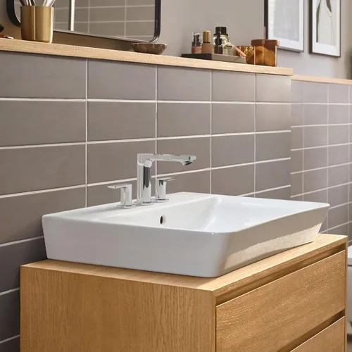 Miniatura 7 de Hansgrohe Rebris E 72532001 - Grifo de lavabo de baño contemporáneo con 2 manijas y 3 agujeros y 5 pulgadas de alto, cromado, 72532001