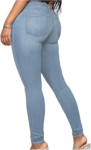 Miniatura 3 de Pantalones de mezclilla ajustados de cintura alta de corte grande, pantalones de mezclilla ajustados para mujer, pantalones de mezclilla