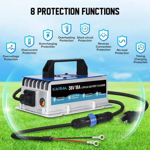 Miniatura 8 de Cargador de batería de litio 36 voltios/43.8V 18A para batería LiFePO4 de 36V (38.4V) 0V de activación 36V cargador Lifepo4, IP67 impermeable
