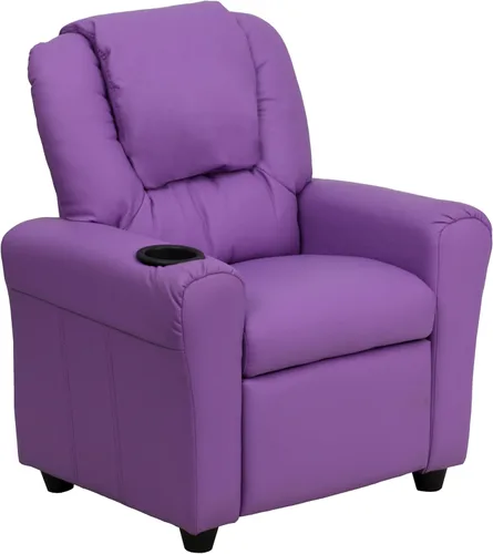 Miniatura 17 de Flash Furniture - Sillón reclinable contemporáneo para niños, color beige vinilo con base para vasos y reposacabezas